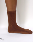 brown organic pima cotton crew sock ethically made in peru