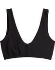 black organic cotton scoop neck bralette on white background