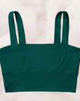 proclaim organic cotton square neck bralette in lagoon dark green