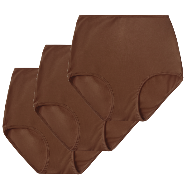 3-pack Ella Nude, chocolate brown tone, high rise brief