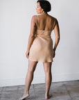 Cupro slip dress in Ada Nude back view