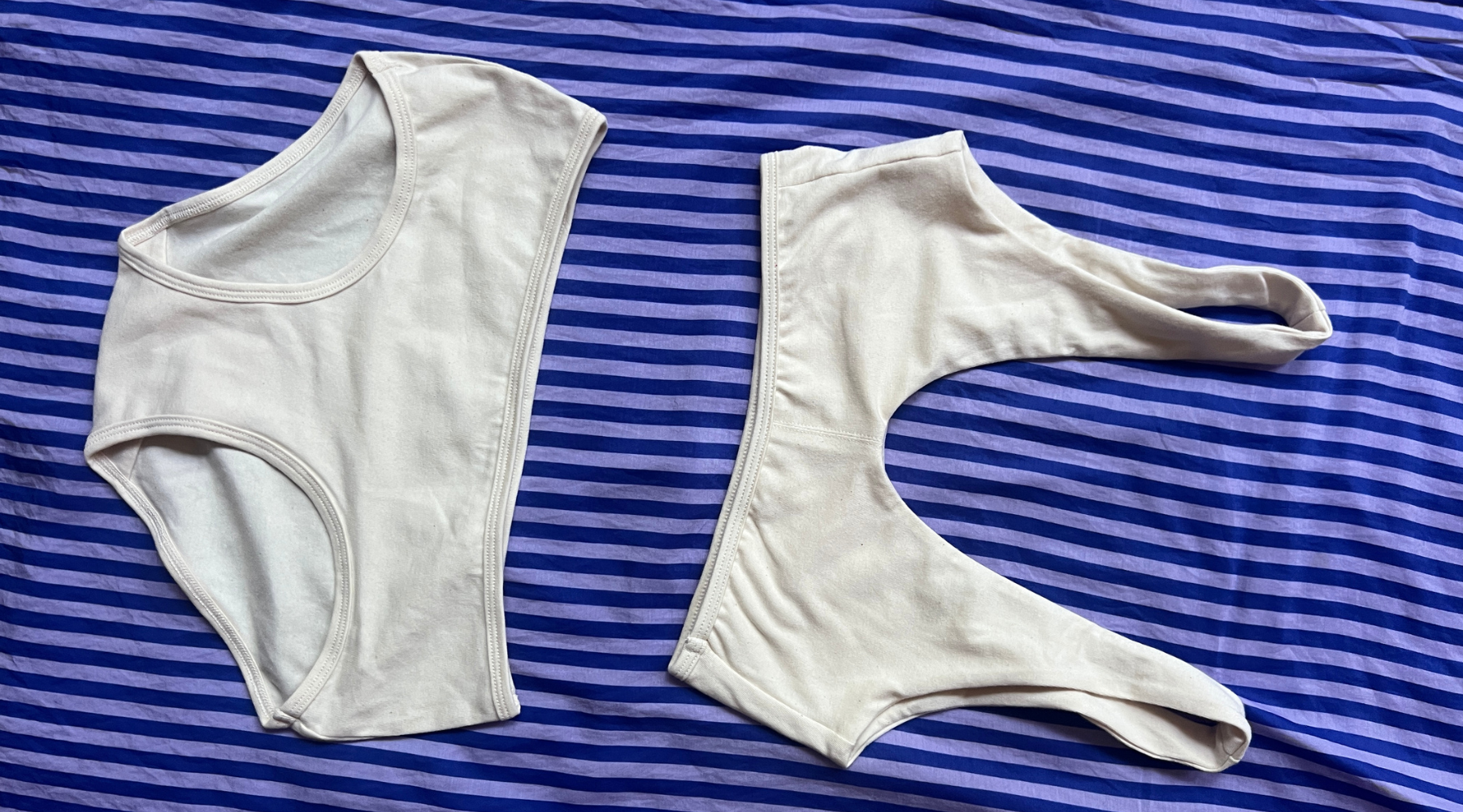proclam natural organic cotton everyday bralette and mid rise brief on striped dress