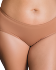 Front view of PROCLAIM Maya medium nude organic cotton mid-rise brief underwear
