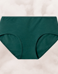 PROCLAIM organic cotton mid rise brief in lagoon a dark green color