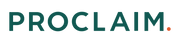 the proclaim logo featuring the work proclaim in green to represent our sustainable business practices