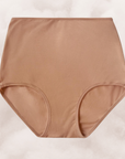 organic cotton high rise brief in maya nude a medium mude caramel tone