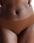Front view of PROCLAIM ella deep nude organic cotton mid-rise brief underwear
