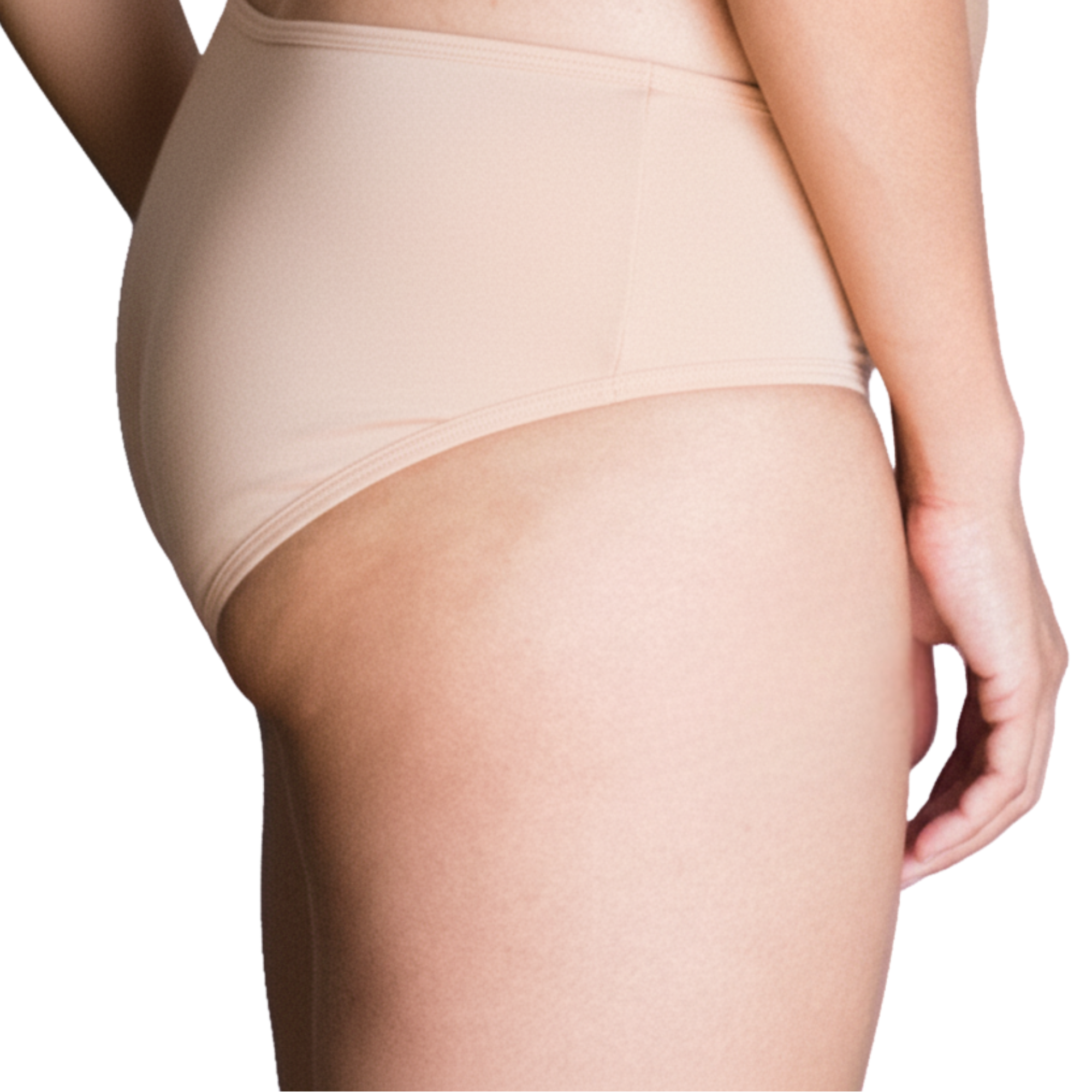 Side view of PROCLAIM Ada light nude organic cotton mid-rise brief underwear
