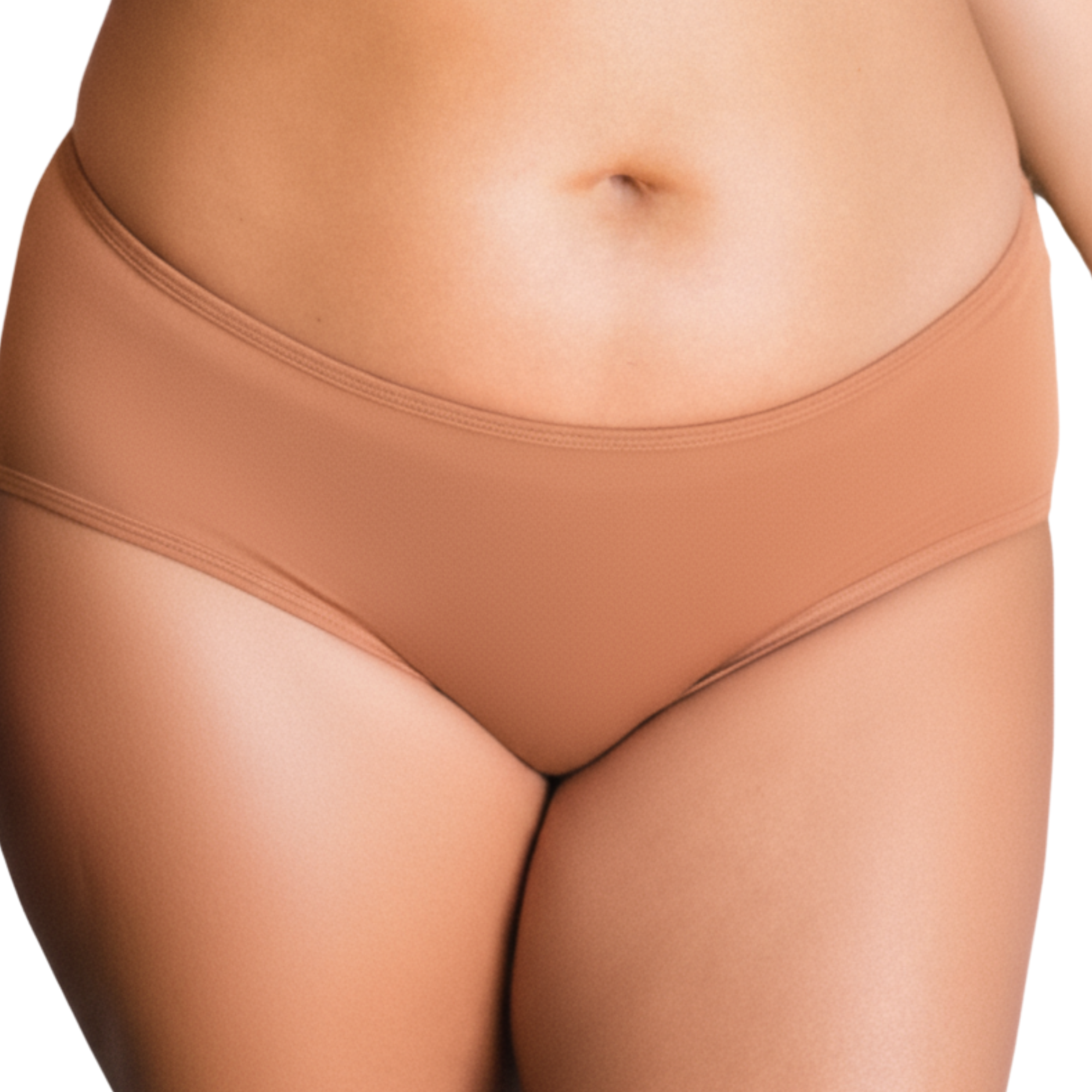 Front view of PROCLAIM Maya medium nude organic cotton mid-rise brief underwear