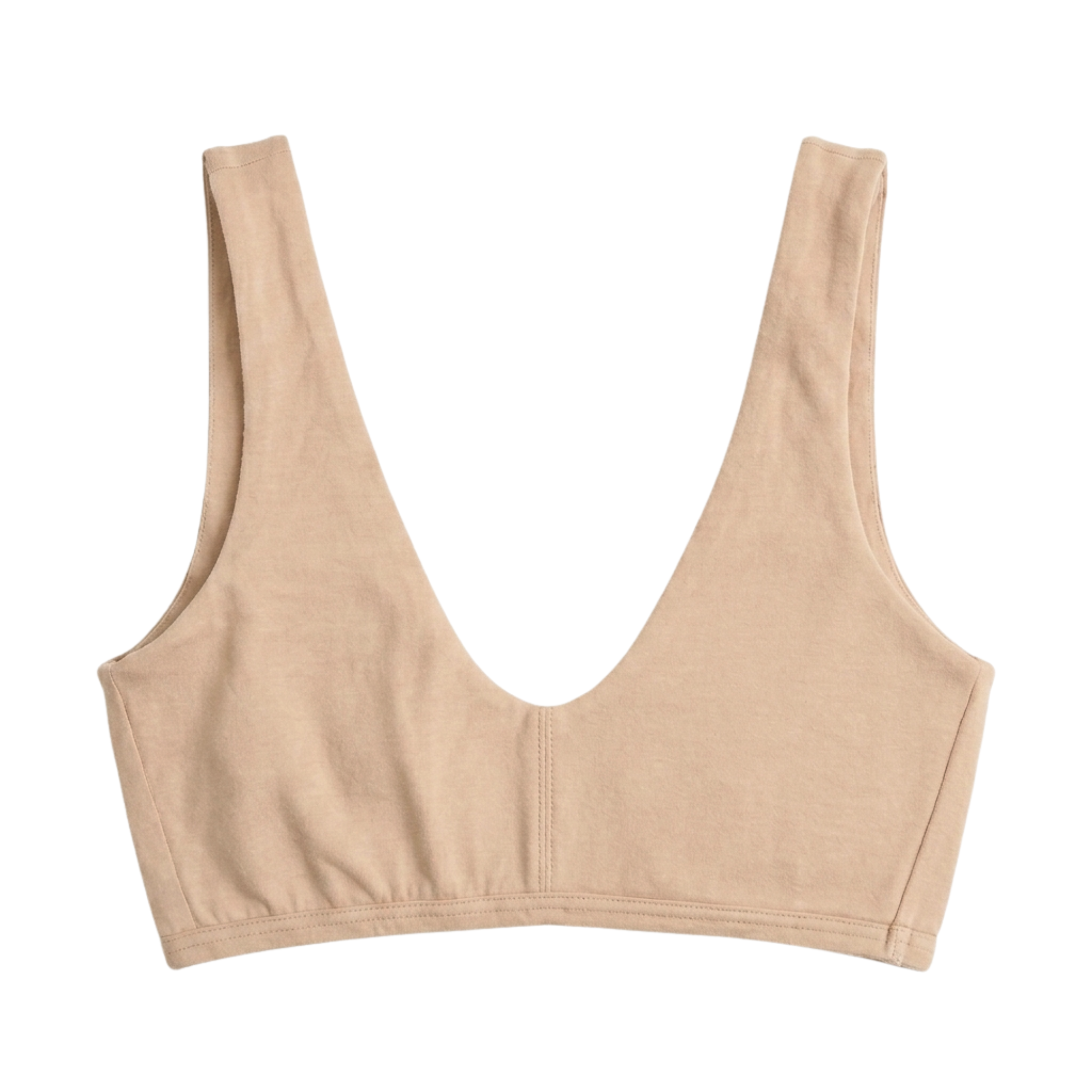 flat lay ada nude light nude bralette on white background