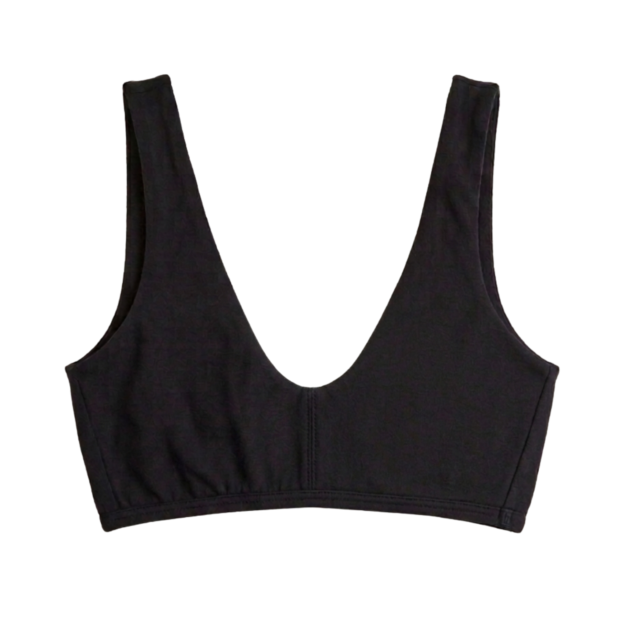 black organic cotton scoop neck bralette on white background