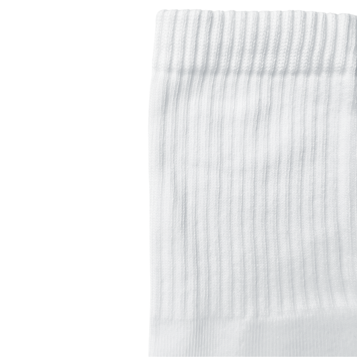 close up of white organic cotton pima cotton socks texture. made in peru.