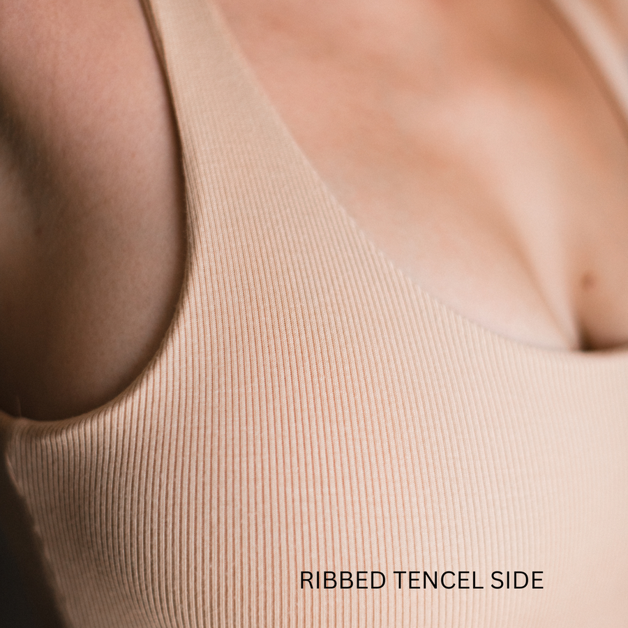 close up of the ribbed side of the bodysuit