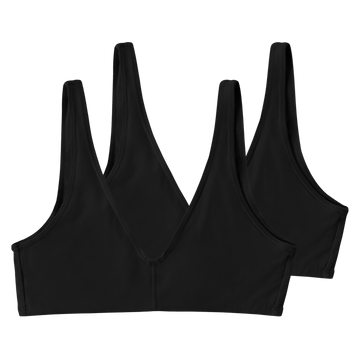 2 black bralettes made from sustainable tencel