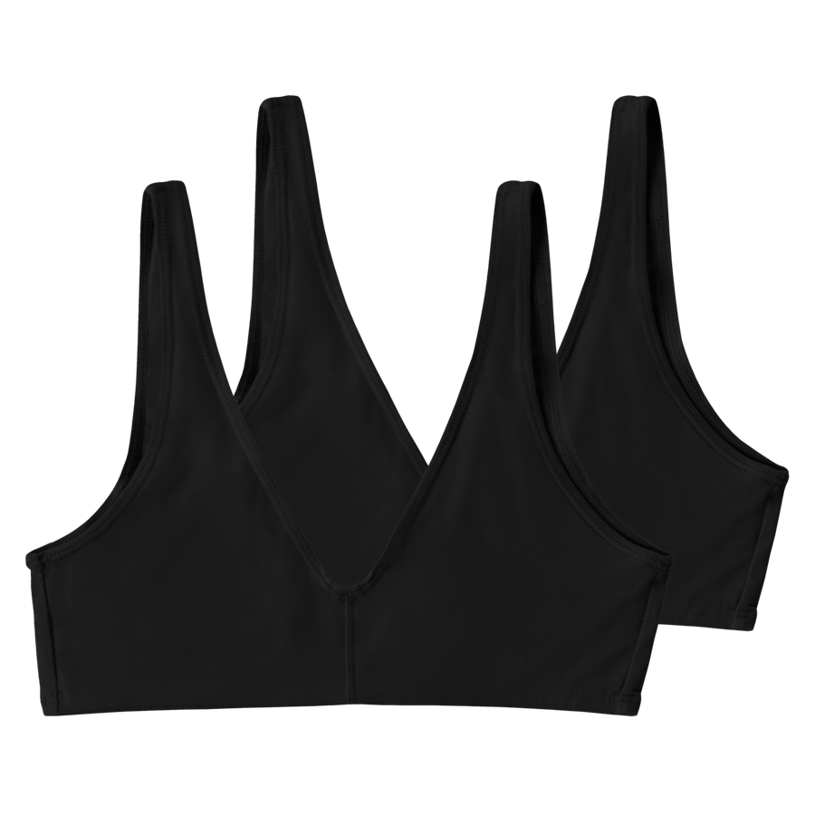 2 black bralettes made from sustainable tencel