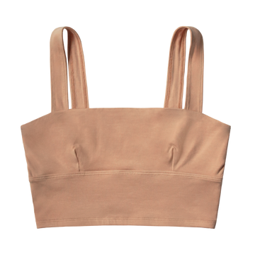 maya nude, a medium caramel tone, in the square neck bralette style
