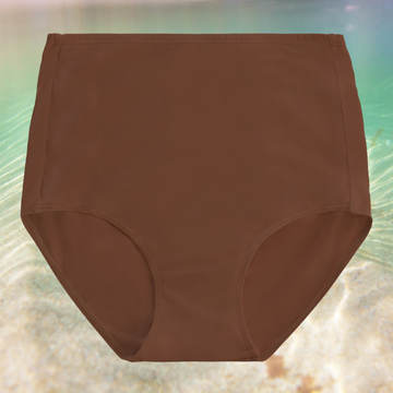 Ella Nude High-Rise swim bottom . Made from sustainable recycled polyester